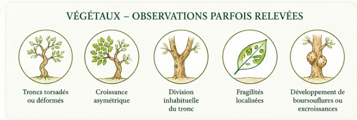 Observations parfois relevées sur les végétaux